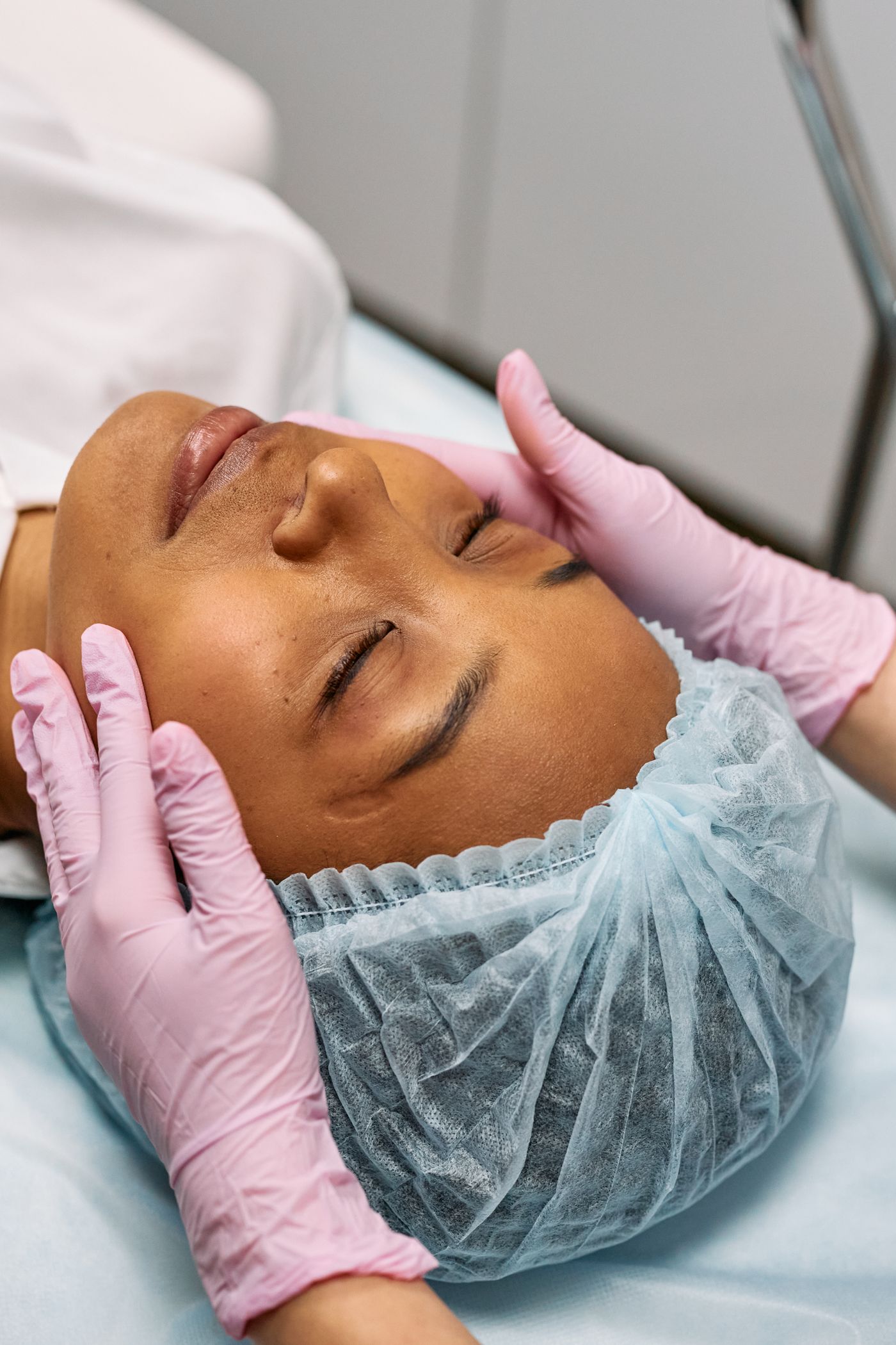 Close-up of a relaxing facial treatment